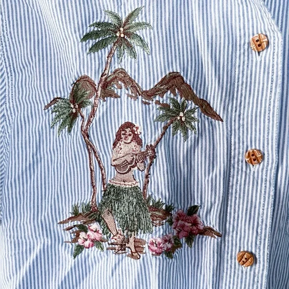 SOLUTIONS Original Striped Shirt - Light Blue & White size large - Picture 3 of 5